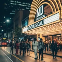 Her Majesty’s Theatre Melbourne lit up for MJ the Musical with excited audience arrivals. Her Majesty’s Theatre Melbourne lit up for MJ the Musical with excited audience arrivals.